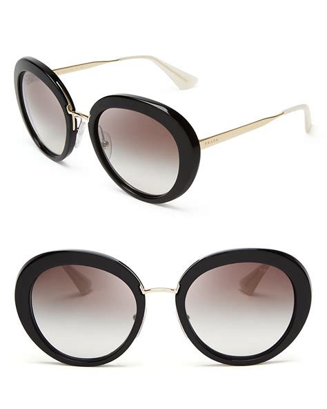 prada spr 690 45022 black round model pr 690s sunglasses|Prada Round Sunglasses for Women .